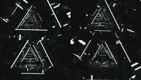 暗三角灯光的抽象隧道高清在线视频素材下载