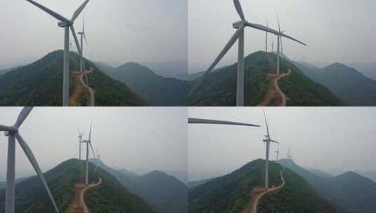 风力发电车新能源绿色能源航拍视频高清在线视频素材下载