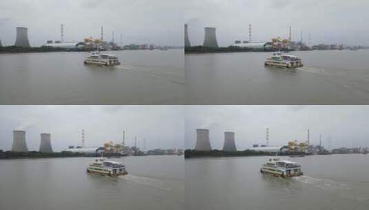 上海黄浦江轮渡渡口4K航拍高清在线视频素材下载