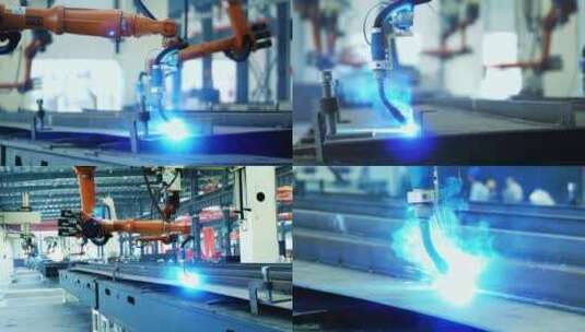 重工业机器焊接作业高清在线视频素材下载