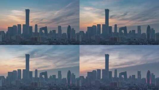 北京国贸CBD全景日落延时高清在线视频素材下载