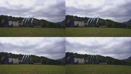 动力滑翔伞 基地 山顶美景 飞行高清在线视频素材下载