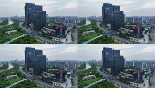 上海航拍中庚漫游城商圈高清在线视频素材下载