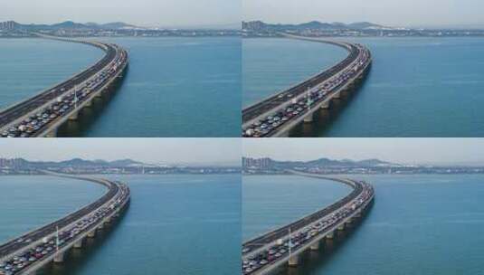 航拍胶州湾跨海大桥高清在线视频素材下载