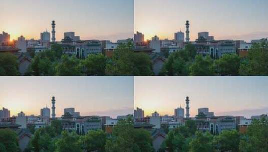 郑州北大街清真寺落日黄昏延时视频高清在线视频素材下载