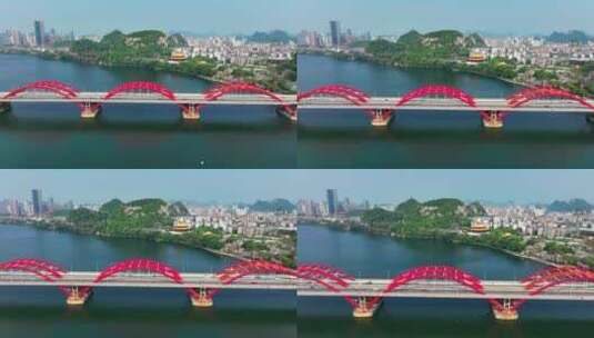 航拍广西柳州文惠桥延时交通车流最新高清在线视频素材下载