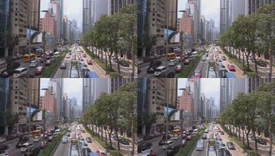 高空俯瞰香港大街上的车流高清在线视频素材下载