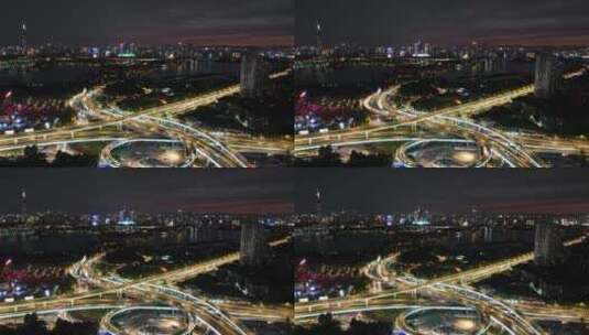 南京 夜景 玄武湖 立交桥 延时 4K高清在线视频素材下载