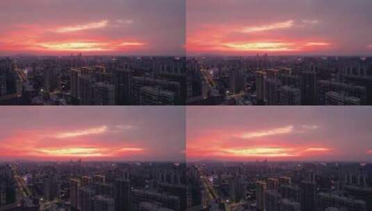 安徽蚌埠城市晚霞航拍4k高清在线视频素材下载