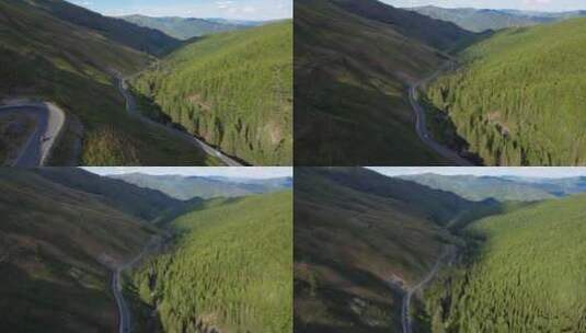 航拍新疆阿勒泰禾木村的公路高清在线视频素材下载
