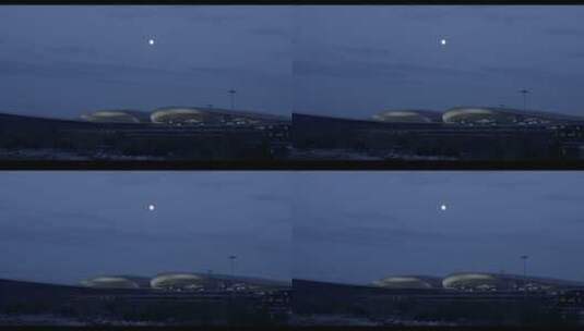 中秋节 北京大兴国际机场航站楼夜景 圆月高清在线视频素材下载