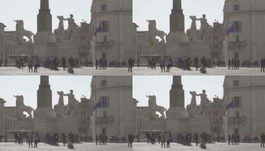 欧洲广场上的建筑雕像高清在线视频素材下载