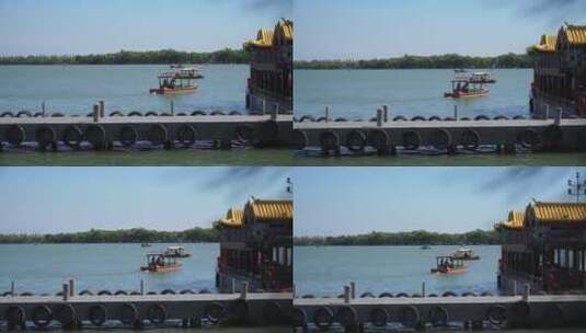 码头停船游船游客景区渡轮高清在线视频素材下载
