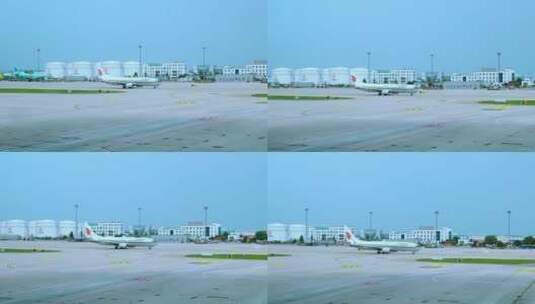 4K实拍在机场跑道上滑行的民航客机高清在线视频素材下载