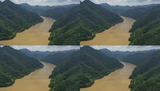 陕西安康汉江自然风光航拍高清在线视频素材下载