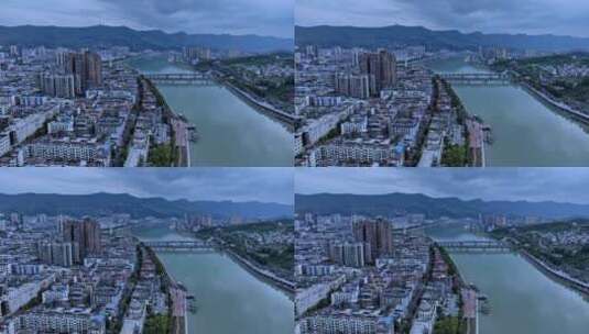 高清航拍广元城市建筑嘉陵江高清在线视频素材下载