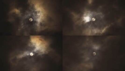月亮乌云遮月云层飘动恐怖阴森夜晚月亮十五高清在线视频素材下载