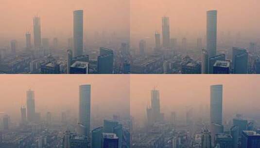 摩天楼建造 城市雾霾高清在线视频素材下载