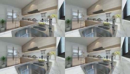 室内厨房餐厅装修三维动画高清在线视频素材下载