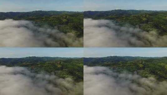 航拍云雾和大山高清在线视频素材下载