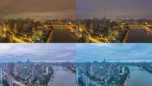8K广州珠江新城夜转日延时高清在线视频素材下载