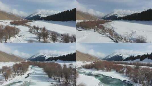 冬季雪山河流高清在线视频素材下载