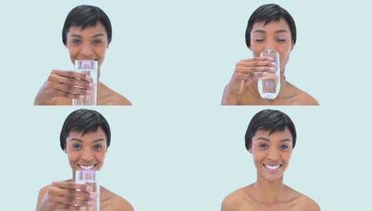 妇女饮水高清在线视频素材下载