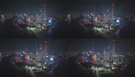 航拍上海陆家嘴夜景高清在线视频素材下载
