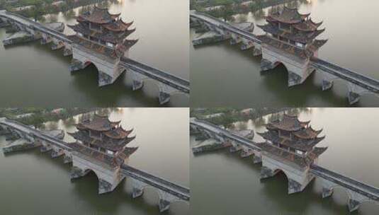 建水十七孔桥航拍风光高清在线视频素材下载