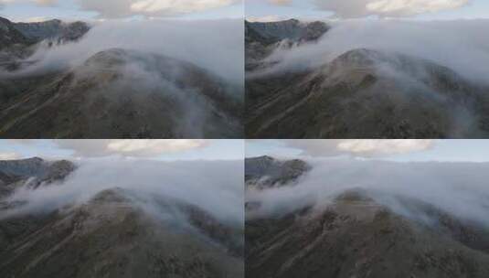 雪山上流动的云海瀑布高清在线视频素材下载