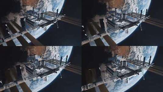 3D建立地球轨道上的国际空间站的镜头2高清在线视频素材下载