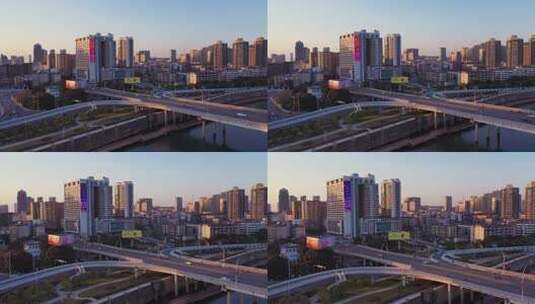 夕阳下的吉安大桥桥头高清在线视频素材下载