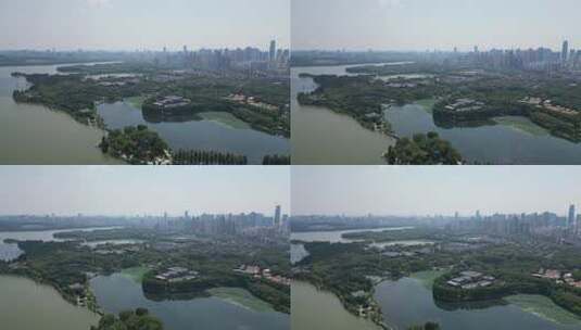 航拍湖北武汉东湖风景区东湖公园高清在线视频素材下载