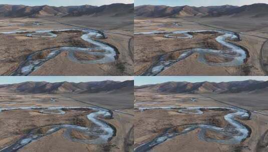 内蒙古兴安盟科尔沁右翼前旗草原河流融化冻高清在线视频素材下载