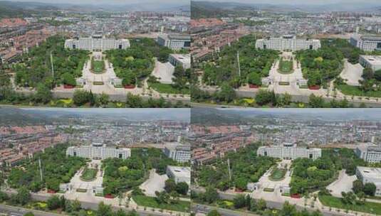 云南弥勒市政府大楼航拍高清在线视频素材下载