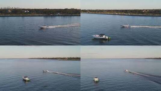 路易斯安那州新奥尔良的快艇在海浪中飞驰——天线高清在线视频素材下载