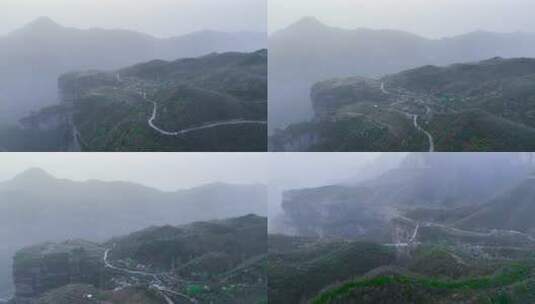4K航拍​河南安阳林州太行大峡谷雾气高清在线视频素材下载