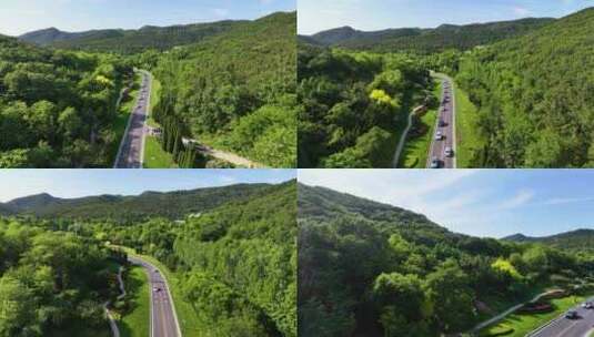 沿山公路 山路跟车航拍 景观道路高清在线视频素材下载