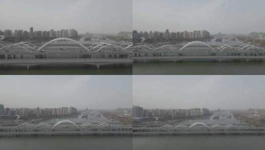 陕西西安广运河大桥航拍景点唯美大气标志高清在线视频素材下载