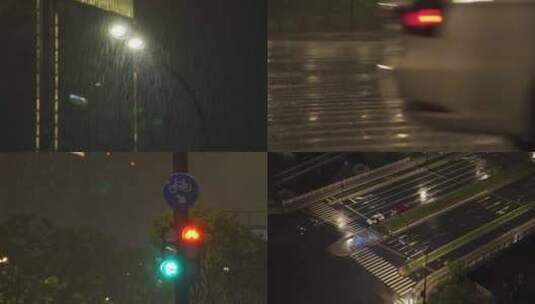 暴雨中夜晚的城市高清在线视频素材下载