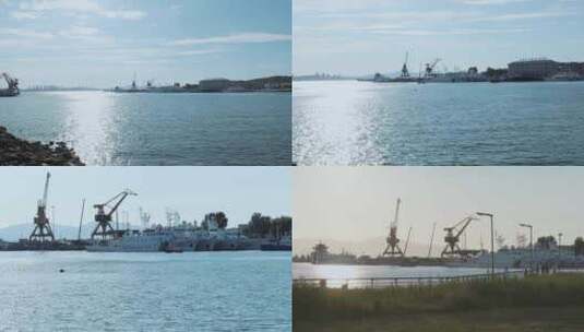 中国海岸警卫队舰艇港口高清在线视频素材下载