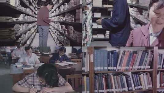 7-80年代知识分子、图书馆看书高清在线视频素材下载