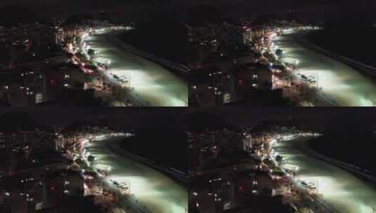夜晚海边城市延时高清在线视频素材下载