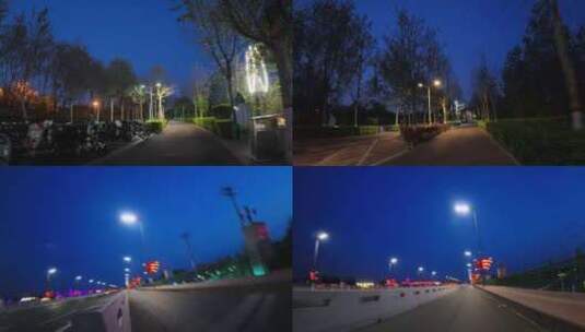移动延时摄影/夜景 /自行车车道高清在线视频素材下载