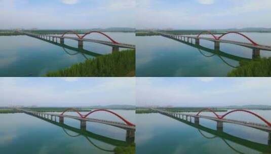 襄阳东津大桥地标大景航拍高清在线视频素材下载