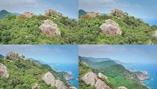 海南三亚蓝天白云下的海湾风景高清在线视频素材下载