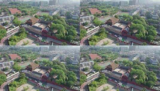 湖南省岳阳市文庙4k航拍高清在线视频素材下载