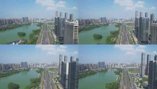 中国长沙市三一大道城市航拍风光高清在线视频素材下载