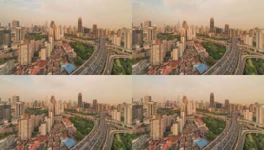 中国上海|日落前的九龙柱路口高清在线视频素材下载