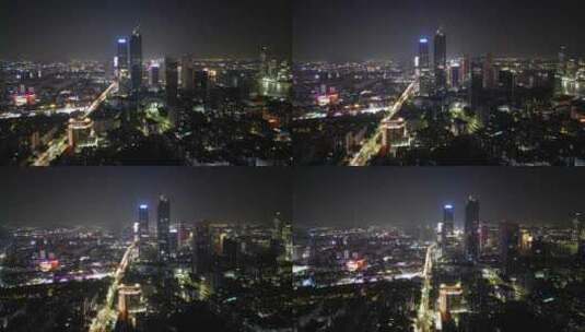 航拍广州城市夜景灯光高清在线视频素材下载